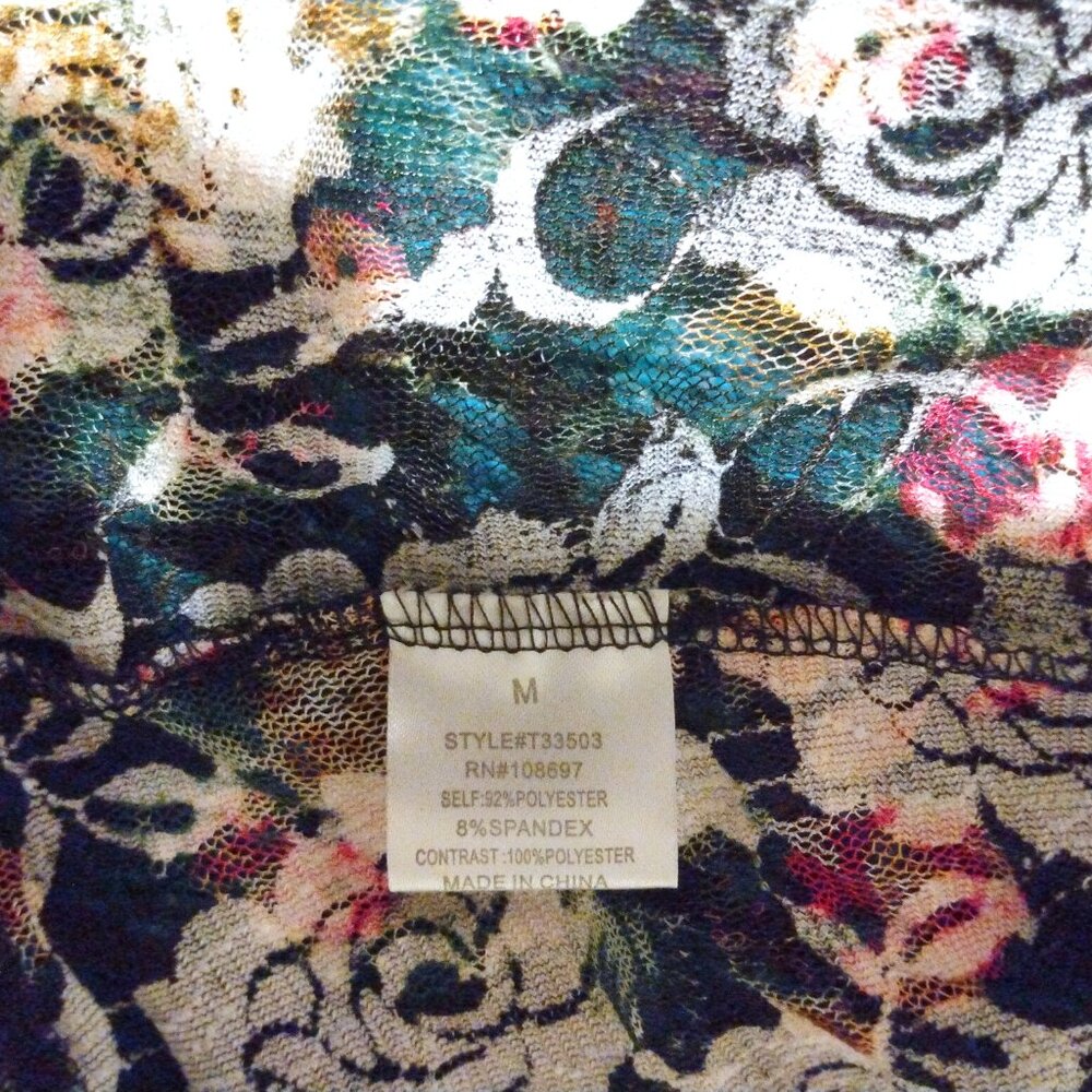 Sweet Rain Floral Mesh Fringe Kimono Beach Cover-Up M Whimsigoth Boho Festival - Picture 8 of 10